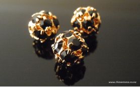 Swarovski Diamante Bead Jet/Gold 8mm